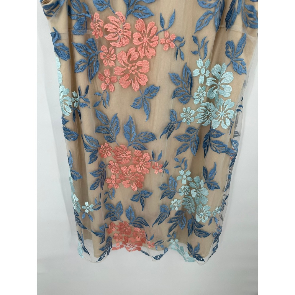 Est 1946 Embroidered Dress Womens Size 14/16 Mesh Floral Botanical Wedding Guest - Picture 8 of 9